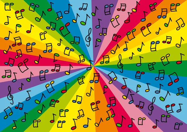 Illustrazione di sottofondo di note musicali colorate — Vettoriale Stock