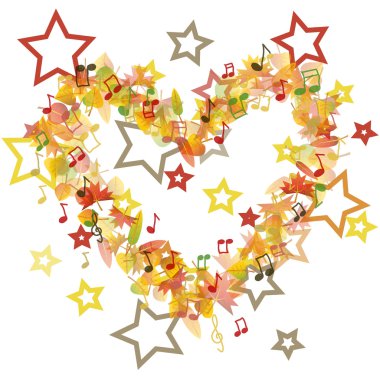 sonbahar kalp illüstrasyon