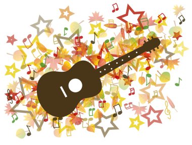 gitar ve sonbahar yaprakları illüstrasyon