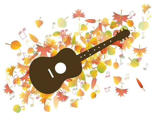 吉他和秋天树叶图 — 图库矢量图片