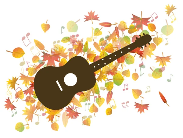gitar ve sonbahar yaprakları illüstrasyon