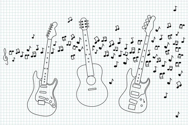 声学、 电学及低音吉他 — 图库矢量图片