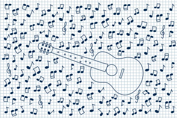 Guitar and notes — Stock Vector