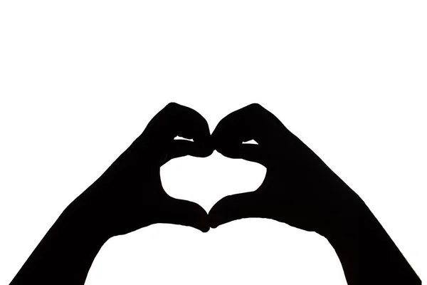 Hand Heart Silhouettes Isolate Background — Stock Photo, Image