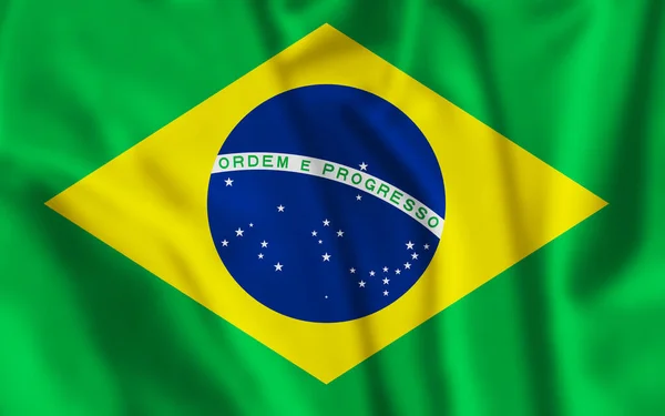 Brazilská vlajka. Mávání národní vlajkou Brazílie — Stock fotografie