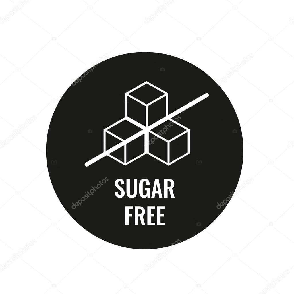 Sugar free label for no sugar product icon