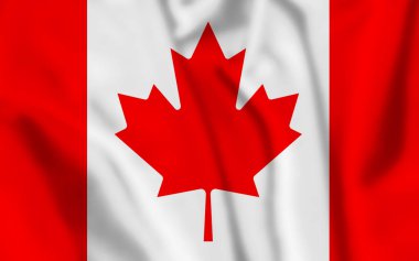 Glossy Canadian flag in white and red