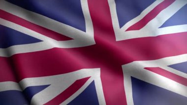 Büyük Britanya ve Kuzey İrlanda 'nın rüzgarında dalgalanan Birleşik Krallık bayrağının videosu. İngiliz Bayrak Döngüsü Kapatma Bayrağı