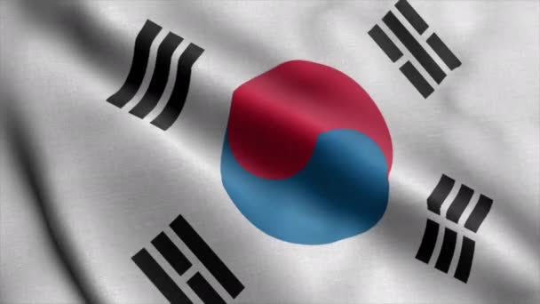 Kore Bayrak Dalgalandırma Videosu Hareket Döngüsü Kore Bayrağı Çözünürlük Videosu — Stok video