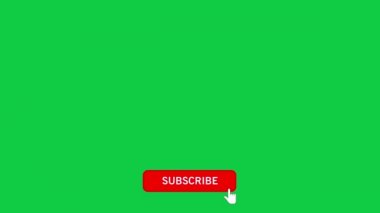 Subscribe Text Icon Animated on Green Screen Chroma Key. Graphic Element for Channel, Banner, Adv. Subscribe Red Button and Bell Notification with a Green Background to channel, blog, vlog. 4k motion