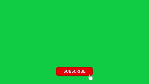 Subscribe Text Icon Animated on Green Screen Chroma Key. Graphic Element for Channel, Banner, Adv. Subscribe Red Button and Bell Notification with a Green Background to channel, blog, vlog. 4k motion — Vídeo de Stock