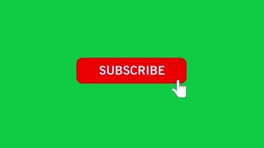 Subscribe Text Icon Animated on Green Screen Chroma Key. Graphic Element for Channel, Banner, Adv. Subscribe Red Button and Bell Notification with a Green Background to channel, blog, vlog. 4k motion