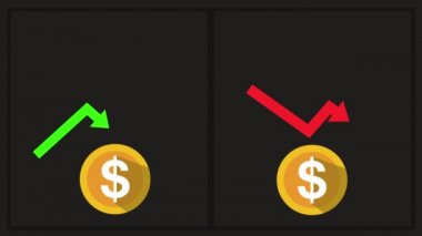 Dolar bazında kar azalması ya da artması. Para ve büyüme yukarı ya da aşağı ok. İş hayatında başarı. 4k çözünürlük videosu, hareket görüntüleri