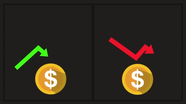 Dolar bazında kar azalması ya da artması. Para ve büyüme yukarı ya da aşağı ok. İş hayatında başarı. 4k çözünürlük vide…