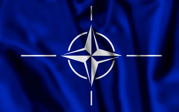 Bandiera della North Atlantic Treaty Organization, colori ufficiali e proporzioni corrette. Bandiera NATO. Bandiera dell'Organizzazione del Trattato del Nord Atlantico — Foto Stock