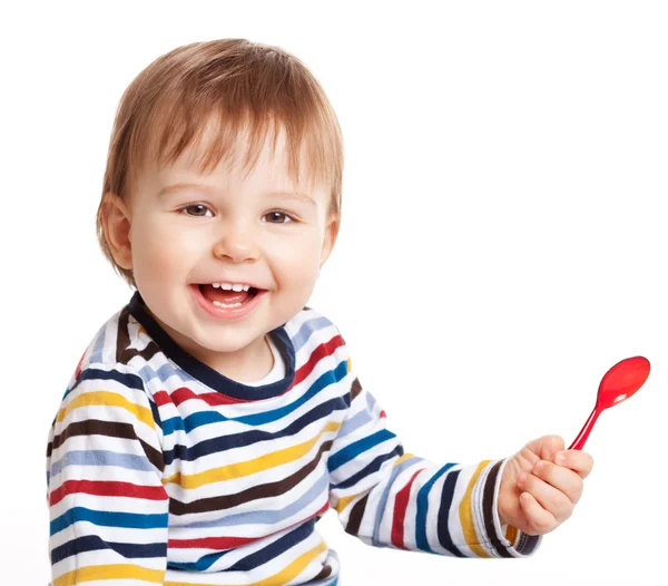 Niño con cuchara —  Fotos de Stock