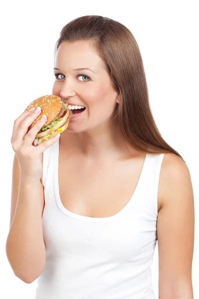 Happy unhealthy meal — Stock Photo, Image