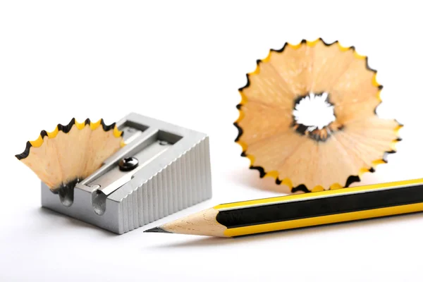 Pencil and pencil sharpener — Stock Photo, Image