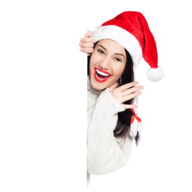 Noel kızı boş tabela ile