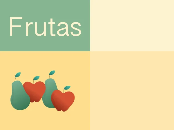 两个红色苹果 两个绿色梨 米黄色背景 — 图库矢量图片