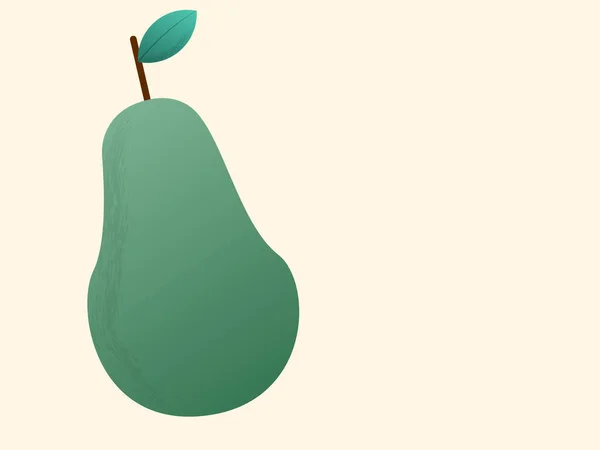 Dibujo Fruta Pera Color Verde Sobre Fondo Beige — Vector de stock