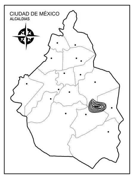 Map of Mexico City or CDMX without names of the mayors