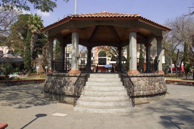 Plaza San Martin 'deki büfe, San Pedro Atocpan' daki Milpa Alta Belediye Başkanı 'nın Mexico City' deki ofisi. 5 Mart 2022