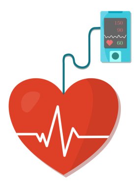 Kan basıncını ölçen kırmızı kalp.,