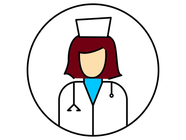 Ícone Uma Enfermeira Vestindo Casaco Branco Carregando Seu Estetoscópio Fundo —  Vetores de Stock