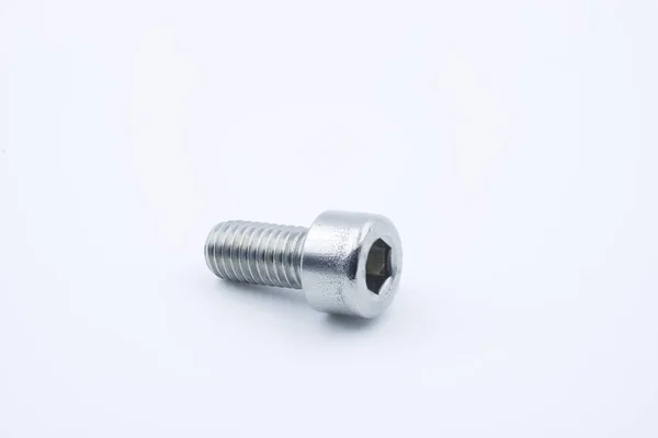 Stainless Hex Socket Socket Head Cap Screw White Background — Stockfoto