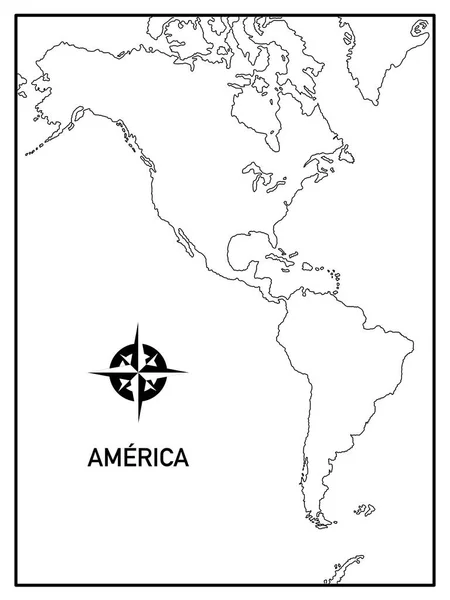 Map American Continent Names Political Division School Study — Vector de stock
