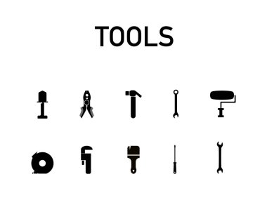 Araçlar siyah ve beyaz simge seti