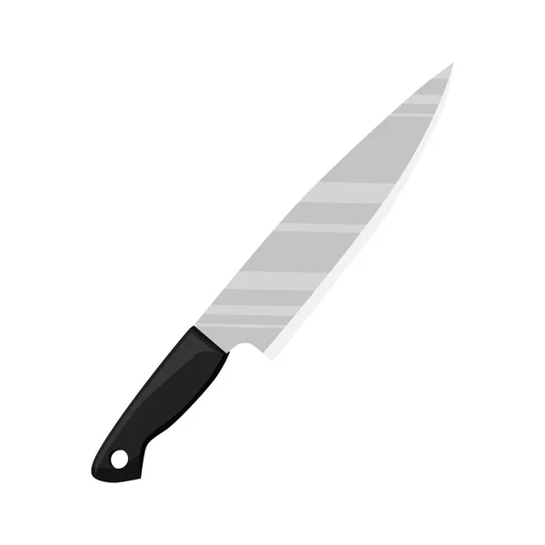 Couteau Cuisine Avec Une Poignée Plastique Noir Equipement Cuisine Illustration — Image vectorielle