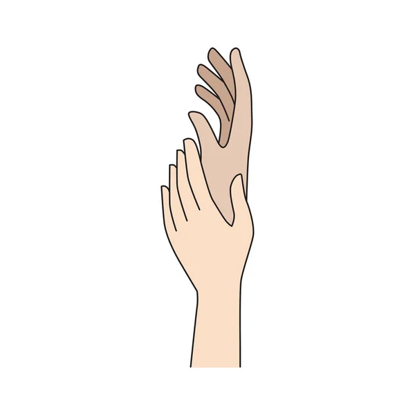 Mão Acaricia Mão Aplicação Cosméticos Massagem Das Mãos Ilustração Vetorial — Vetor de Stock