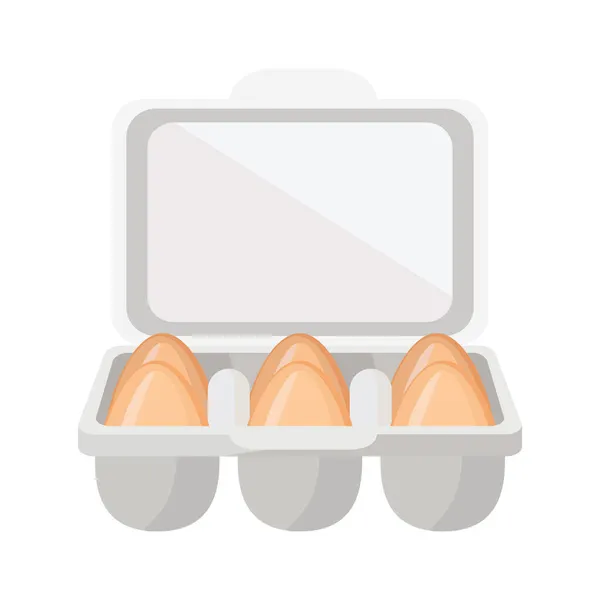 一包6个鸡蛋 蛋盒一种特殊的容器 用于储存和运输用纸或塑料制成的鸡蛋在白色背景上孤立的矢量图形 用于设计和网络 — 图库矢量图片