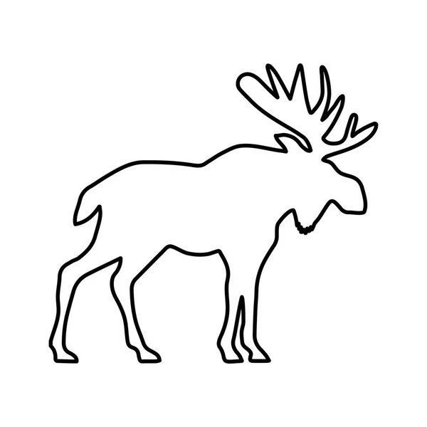 鹰的轮廓麋鹿 鹿科中最大的物种 柔毛哺乳动物 象征性的图像 在白色背景上孤立的矢量图形 用于设计和网络 — 图库矢量图片