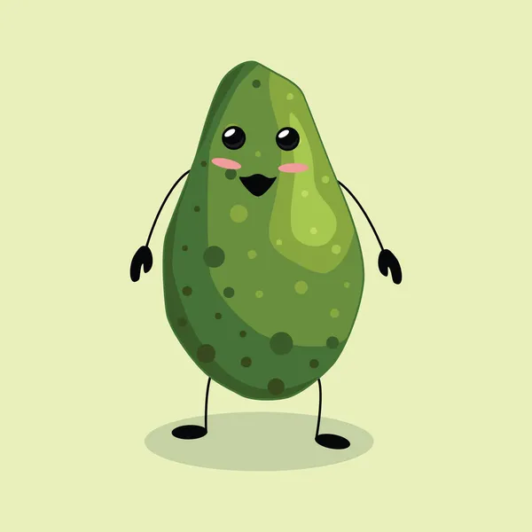 Feliz Abacate Imagem Antropomórfica Fruto Abacate Verde Com Braços Pernas — Vetor de Stock