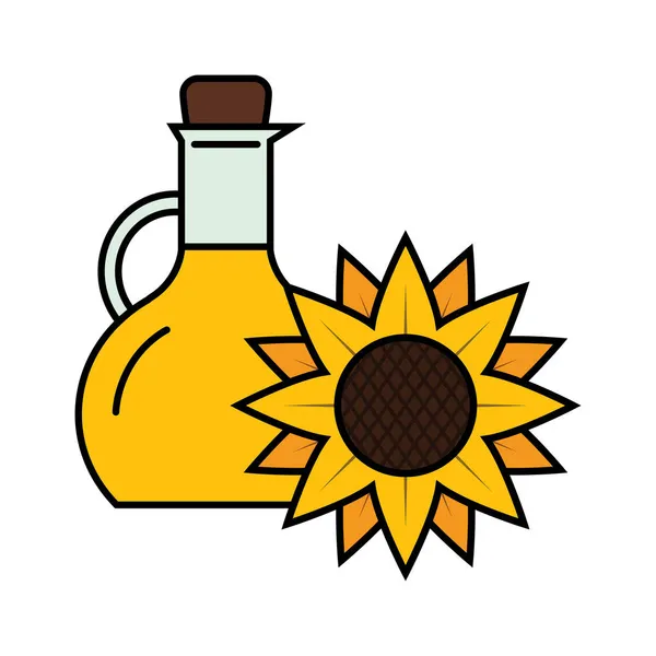 Sunflower Oil Icon Glass Jug Stopper Filled Yellow Sunflower Oil — Stock Vector