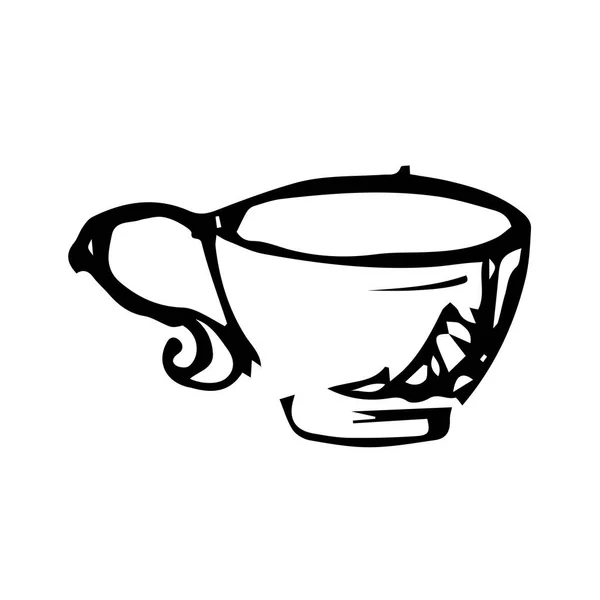 Une Tasse Une Tasse Café Thé Dessinée Main Illustration Vectorielle — Image vectorielle