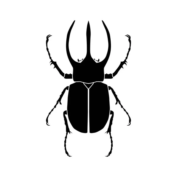 Horned Beetle Icon Silhouette Deer Beetle Top View Vector Illustration — Stock Vector