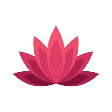 Lotus ikonu. Bazı ülkelerde kutsal kabul edilen, büyük çiçekli bir güney su bitkisi. Yaratıcı ve kadınsı prensipleri sembolize ediyor. Tasarım ve web için beyaz bir arkaplanda izole edilmiş vektör illüstrasyonu.