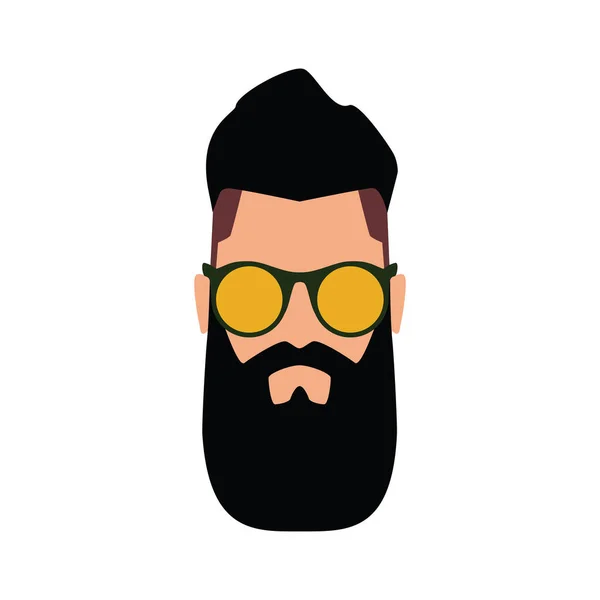 Icono Hipster Cabeza Hombre Brutal Con Una Morena Con Barba — Vector de stock