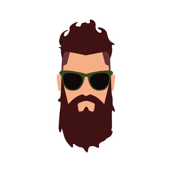 Ícone Hipster Cabeça Homem Brutal Com Cabelo Vermelho Barba Usando — Vetor de Stock