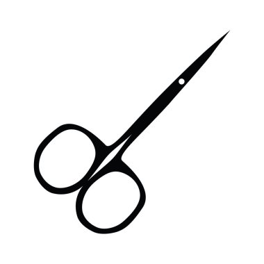 İkon manikür makası. Tırnak etlerini kesmek için ince bıçaklı metal makas. Tasarım ve web için beyaz bir arkaplanda izole edilmiş vektör illüstrasyonu.