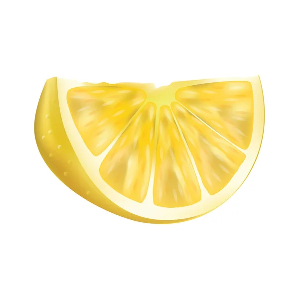 Шматочок Лимона Соковиті Смачні Жовті Цитрусові Векторні Ілюстрації Ізольовані Білому — стоковий вектор