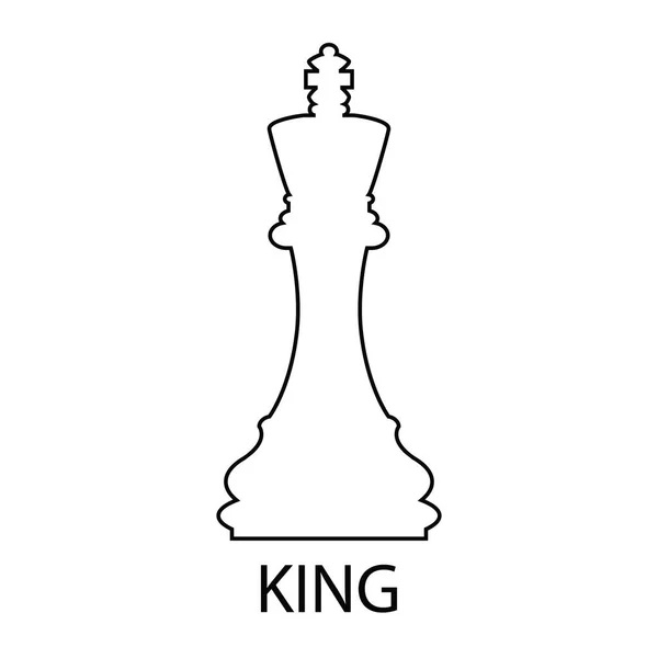 Chess Piece King Outline Chess Piece Vector Illustration Isolated White — Stock Vector