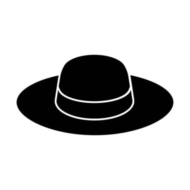 Şapka simgesi. Güneşten ve yağmurdan korunmak için basit bir şekilde konuşuyordu. Tasarım ve web için beyaz arkaplanda izole edilmiş vektör illüstrasyonu.