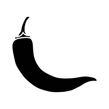 Chili biberi ikonu. Kırmızı acı biber ya da kırmızı biber, Solanaceae familyasının uzun ömürlü bir yarı çalısının meyvesidir. Tasarım ve web için beyaz bir arkaplanda izole edilmiş vektör illüstrasyonu.