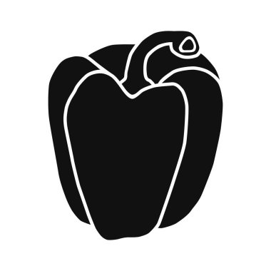 Paprika ikonu. Tatlı biber, çeşitli yemekler hazırlamak için kullanılır. Tasarım ve web için beyaz bir arkaplanda izole edilmiş vektör illüstrasyonu.
