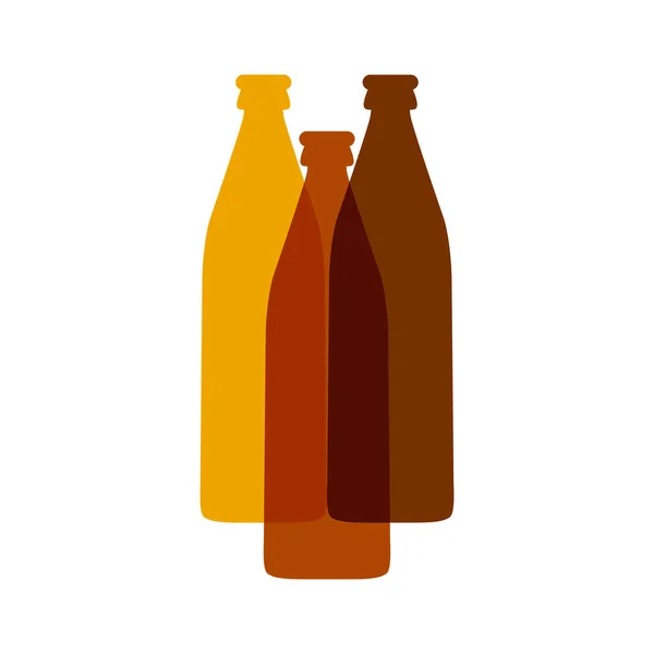 ビール瓶だ 色ガラス製のビールボトルのシルエットは さまざまなビールを象徴しています デザインとウェブのための白い背景に隔離されたベクトルイラスト — ストックベクタ